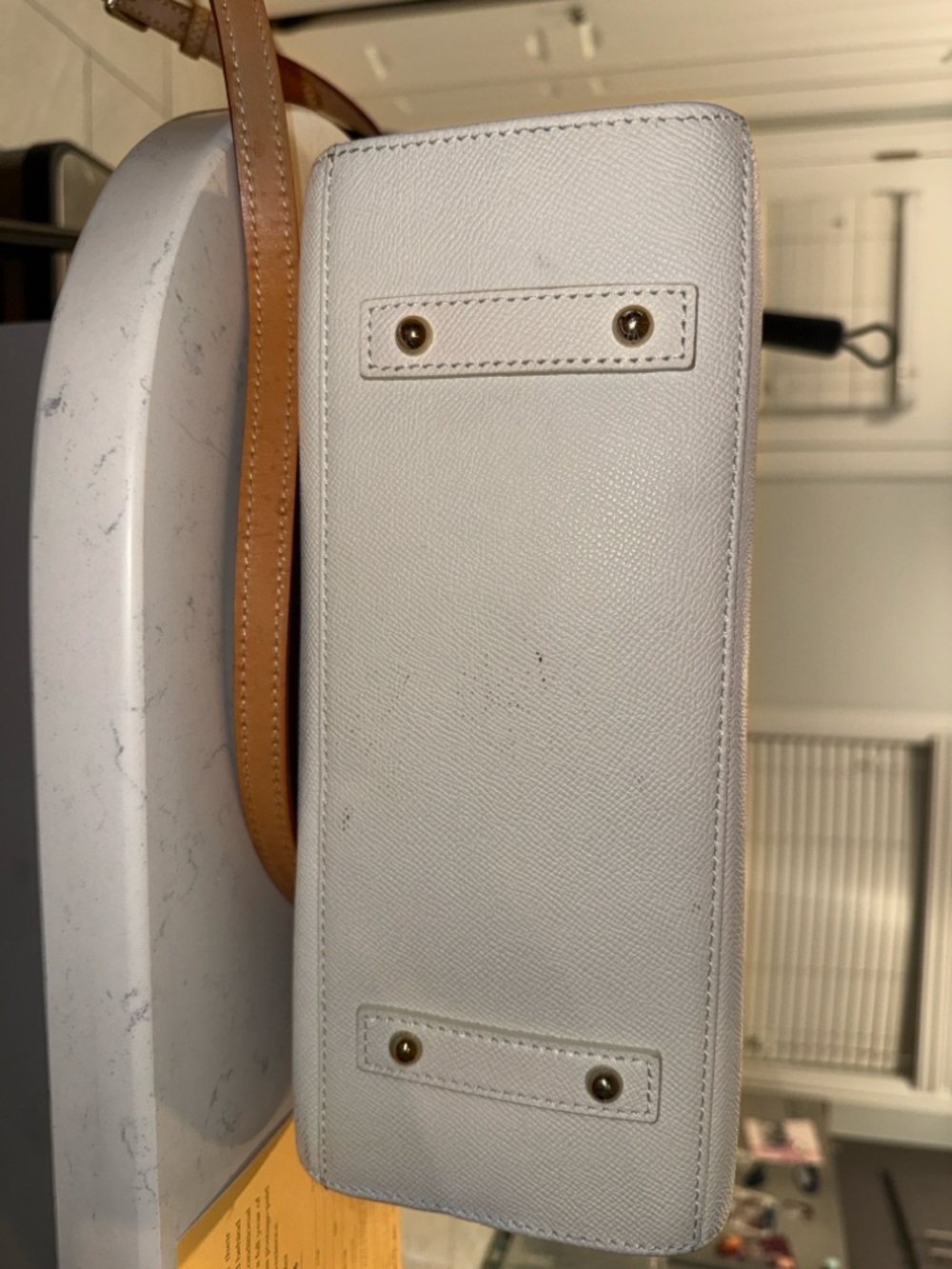 Dooney & Bourke White Satchel with Tan Leather Trim - Picture 9 of 13